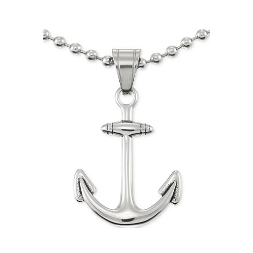 LEGACY for MEN by Simone I. Smith Anchor 24 Pendant Necklace in Stainless Steel