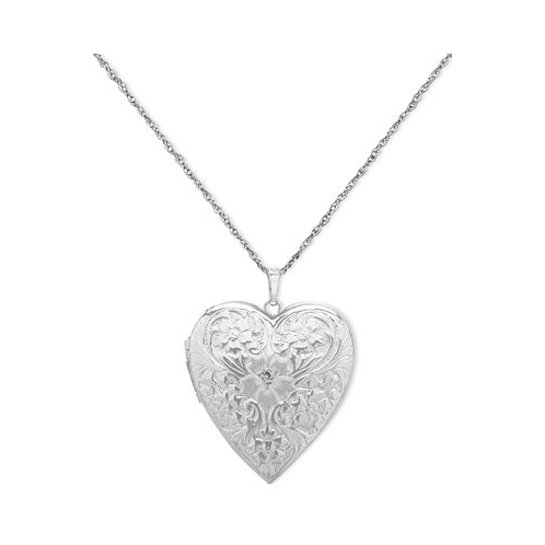 Macys 4-Photo Engraved Heart Locket in Sterling Silver