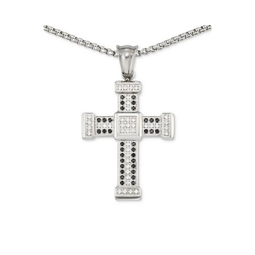 LEGACY for MEN by Simone I. Smith Mens Crystal Cross 24 Pendant Necklace in Stainless Steel