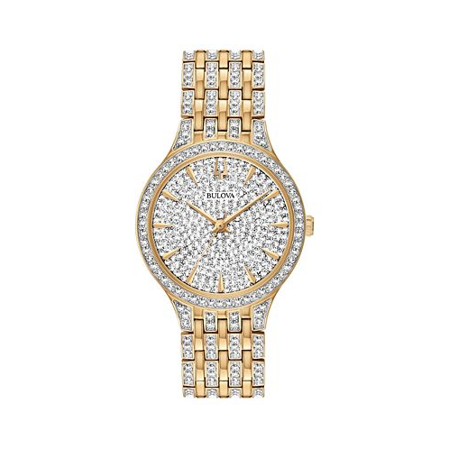 Bulova Womens Phantom Gold-Tone Crystal-Accent Stainless Steel Bracelet Watch 32mm