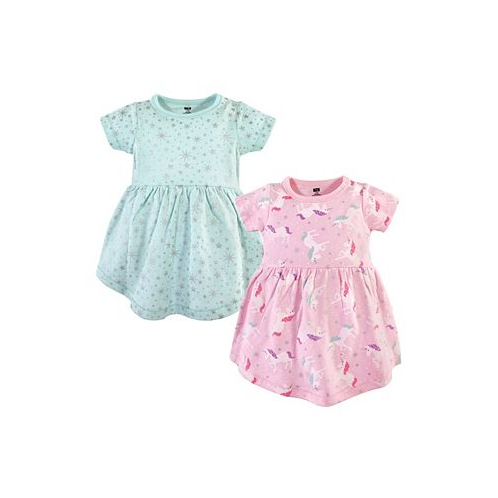 Hudson Baby Baby Girls Cotton Short-Sleeve Dresses 2pk Magical Unicorn