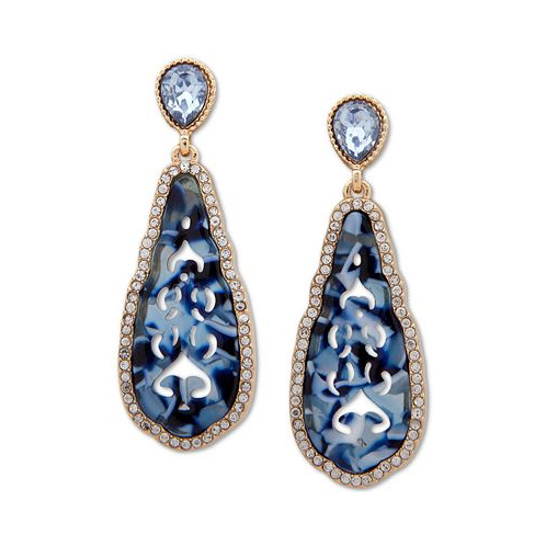 Lonna & lilly Gold-Tone Faceted Blue Teardrop Earrings