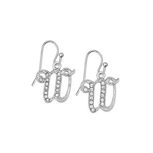 2028 Silver Tone Crystal Initial Wire Earring