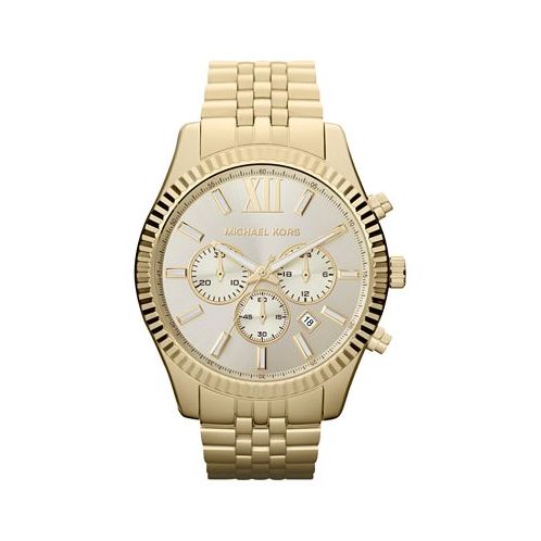 Michael Kors Mens Chronograph Lexington Gold-Tone Stainless Steel Bracelet Watch 45mm MK8281