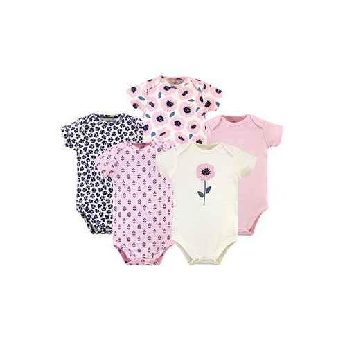 Touched by Nature Baby Girls Baby Organic Cotton Bodysuits 5pk Blossoms