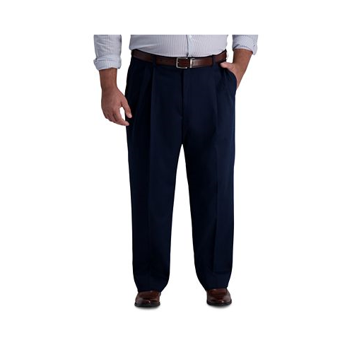 Haggar Mens Big & Tall Iron Free Premium Khaki Classic-Fit Pleated Pant