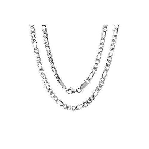 STEELTIME Mens Stainless Steel Figaro Chain Link Necklace