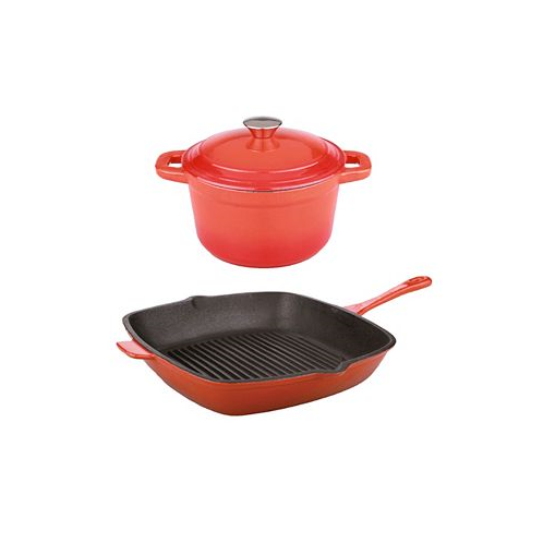 BergHOFF Neo 3-Pc. Cast Iron Set: 3-Qt. Covered Dutch Oven and 11 Grill Pan