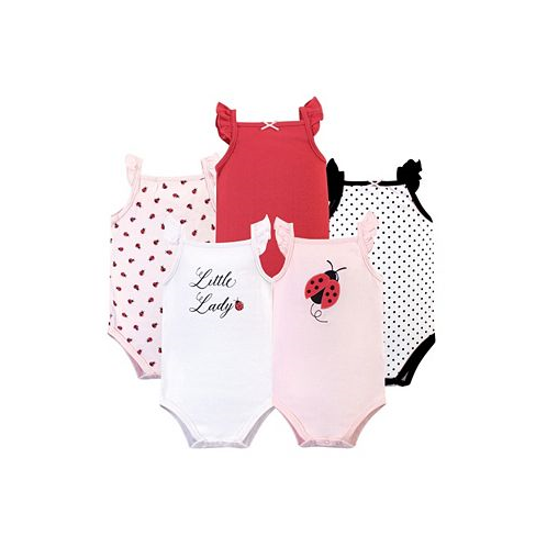 Hudson Baby Baby Girls Cotton Sleeveless Bodysuits 5pk Ladybug