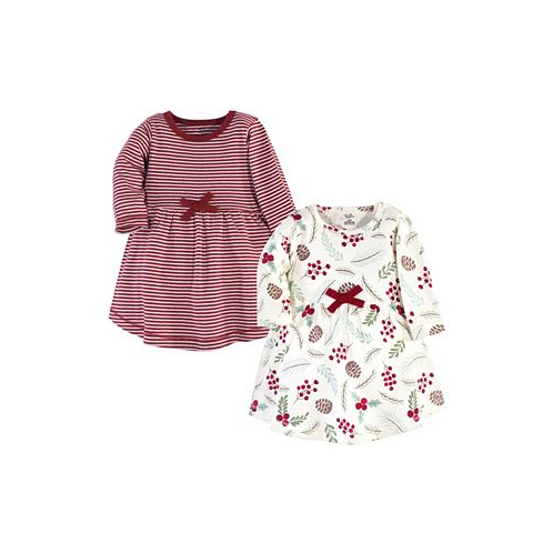 Touched by Nature Infant Girl Organic Cotton Long-Sleeve Dresses 2pk Holly Berry