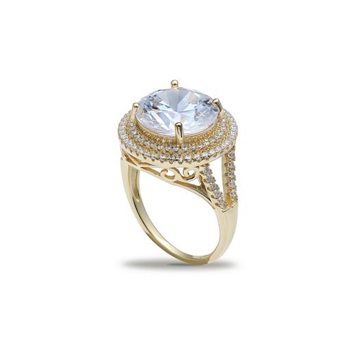 Giani Bernini Cubic Zirconia Double Pave Halo Ring (7-1/2 ct. t.w.) in 18K Gold Plated Sterling Silver