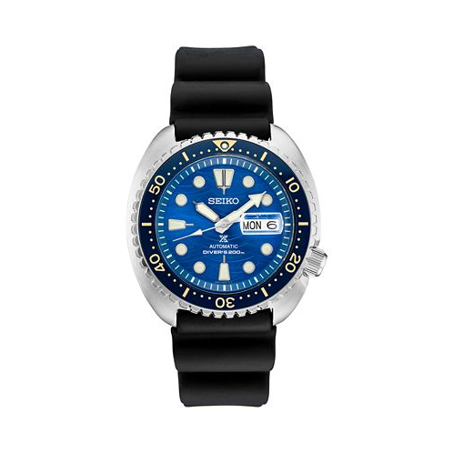 Seiko Mens Automatic Prospex Turtle Black Silicone Strap Watch 45mm - A Special Edition