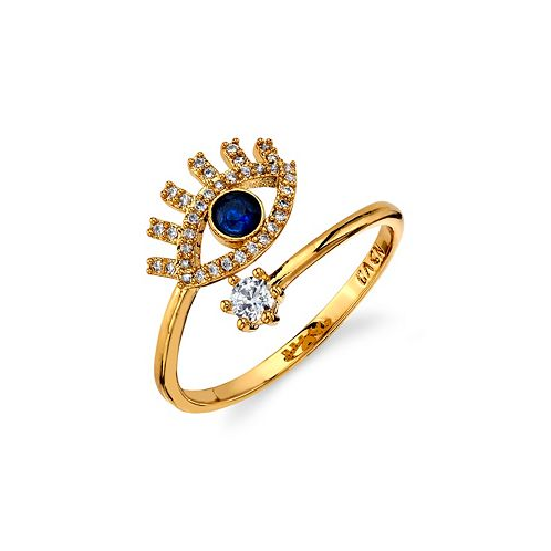Unwritten Silver Plated Cubic Zirconia Evil Eye Wrap Around Ring