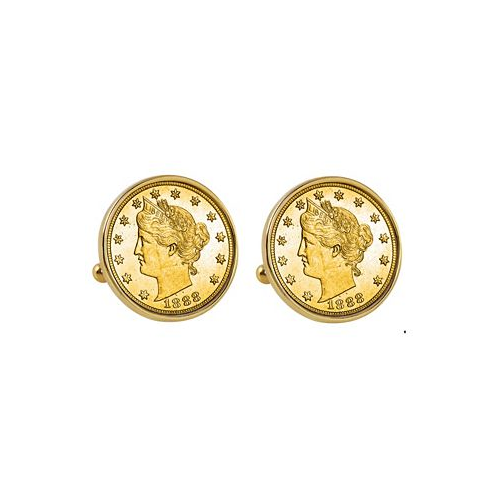 American Coin Treasures Gold-Layered 1800s Liberty Nickel Bezel Coin Cuff Links
