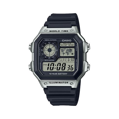 Casio Mens Digital Black Resin Strap Watch 42.1mm