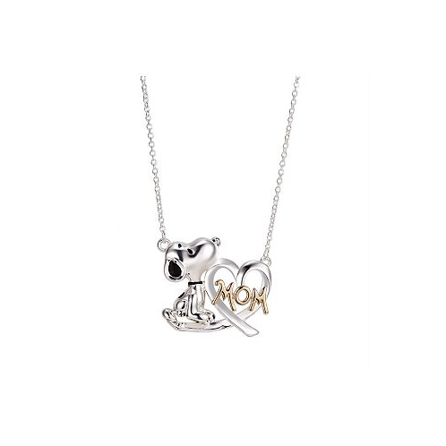 Peanuts Gold Flash Plated Mom Snoopy and Heart Necklace 16+2 Extender