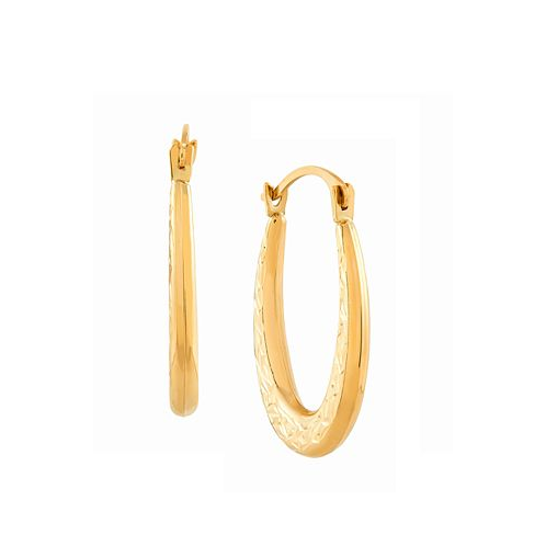Macys Textured Oval Hoop Earrings in 14k Gold