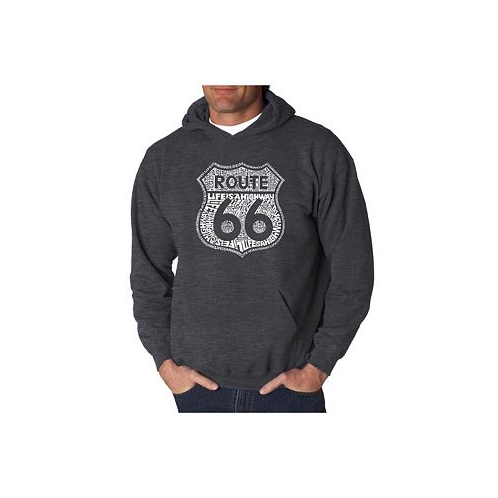 LA Pop Art Mens Word Art Hooded Sweatshirt - Route 66 - Life is a Highway