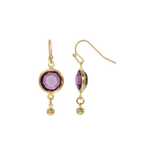 2028 Womens Gold Tone Purple Channel Wire Drop Earrings