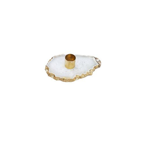 Classic Touch Flat Agate Stone Candle Holder