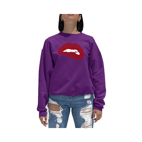 LA Pop Art Womens Word Art Crewneck Savage Lips Sweatshirt
