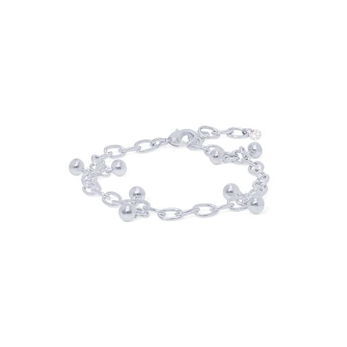 Macys Silver Plated Bead Open Link Bracelet