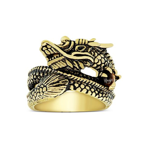 Blackjack Mens Dragon Ring in Yellow & Black Ion-Plated Stainless Steel