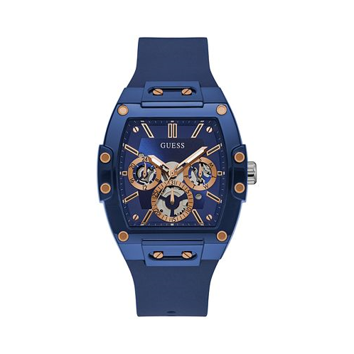 GUESS Mens Blue Silicone Strap Watch 43mm