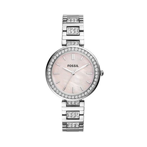 Fossil Womens Karli Three Hand Stainless Steel Silver-Tone Watch 34mm