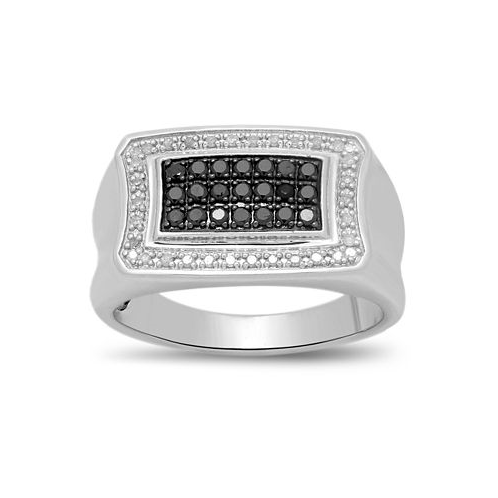 Macys Mens Black & White Diamond Ring (1/2 ct. t.w.) in Sterling Silver
