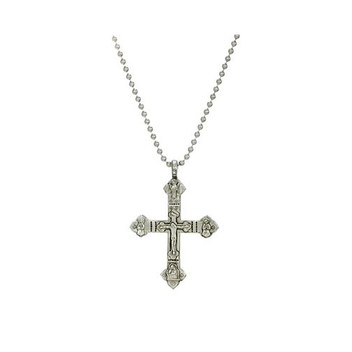 Symbols of Faith Mens Pewter Large Crucifix Necklace
