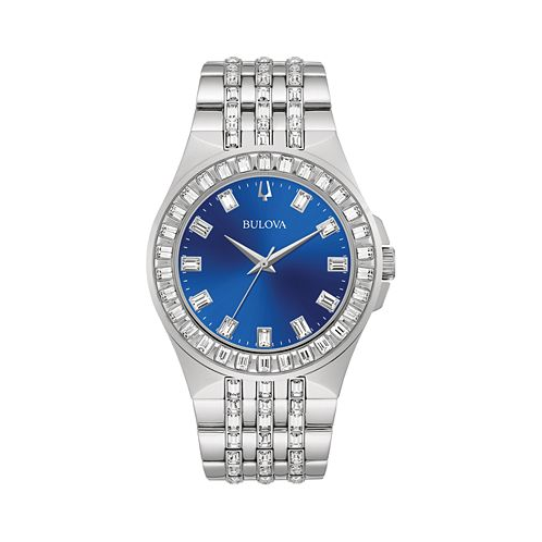 Bulova Mens Phantom Crystal Stainless Steel Bracelet Watch 42mm