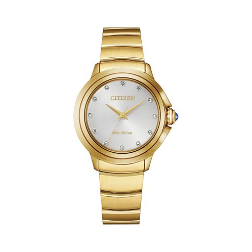 Citizen Eco-Drive Womens Ceci Diamond Accent Gold-Tone Stainless Steel Bracelet Watch 32mm