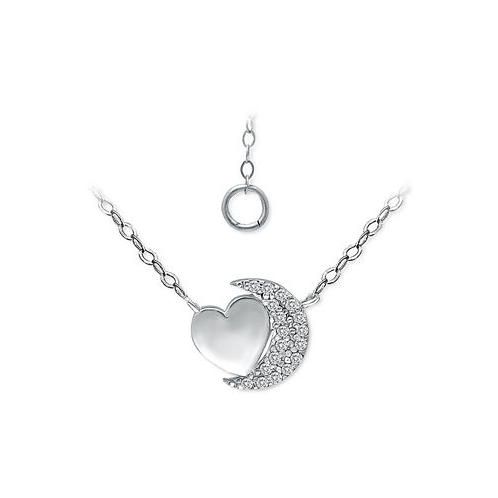 Giani Bernini Cubic Zirconia Crescent Moon & Heart 16 Pendant Necklace in Sterling Silver & 18k Gold-Plate (Also in Sterling Silver)