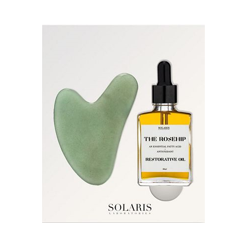 Solaris Laboratories NY 2-Pc. Womens Jade Gua Sha & Rosehip Oil Facial Massage Set