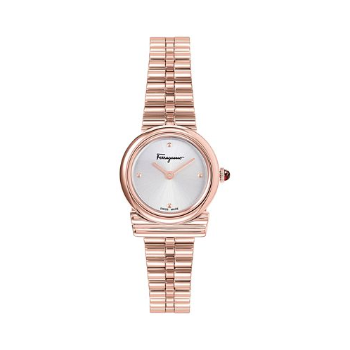 Ferragamo Salvatore Womens Swiss Gancini Rose Gold Ion Plated Bracelet Watch 23mm