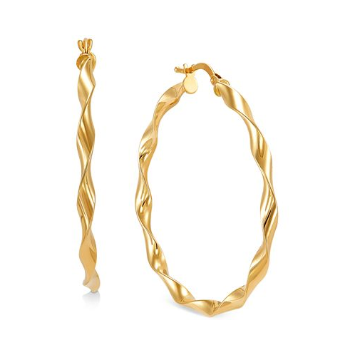 Italian Gold Twisted Round Hoop Earrings in 10k Gold 40mm