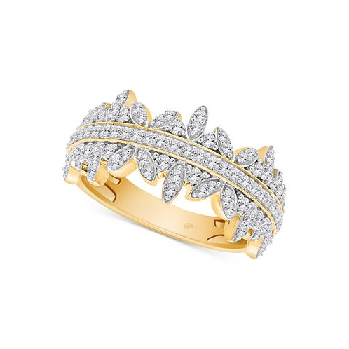 Macys Diamond Horizontal Cluster Statement Ring (1/2 ct. t.w.) in 14k Gold-Plated Sterling Silver