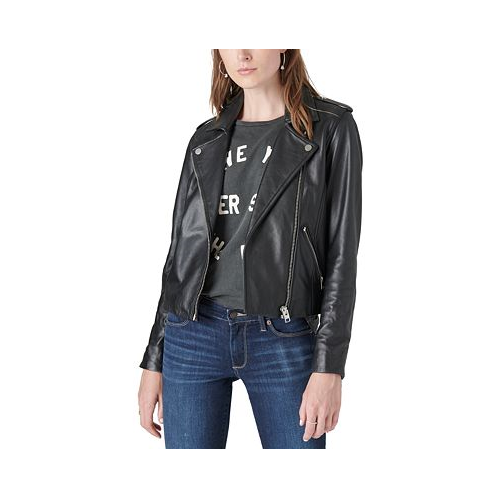 Lucky Brand Womens Classic Leather Moto Jacket