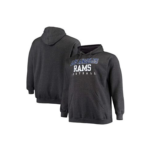 Fanatics Mens Big and Tall Heathered Charcoal Los Angeles Rams Practice Pullover Hoodie