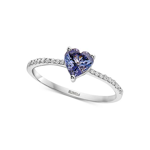 EFFY Collection EFFY Tanzanite (5/8 ct. t.w.) & Diamond (1/10 ct. t.w.) Heart Ring in Sterling Silver