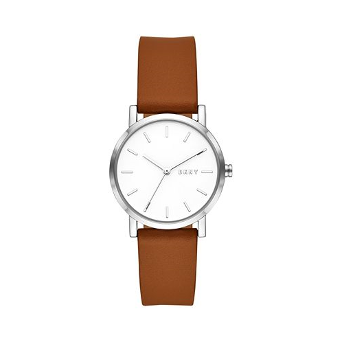 DKNY Womens Soho Brown Leather Strap Watch 34mm