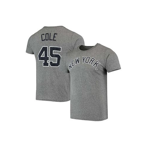 Majestic Mens Gerrit Cole Heathered Gray New York Yankees Name Number Tri-Blend T-shirt