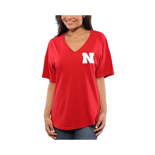 Spirit Jersey Womens Scarlet Nebraska Huskers Oversized T-shirt