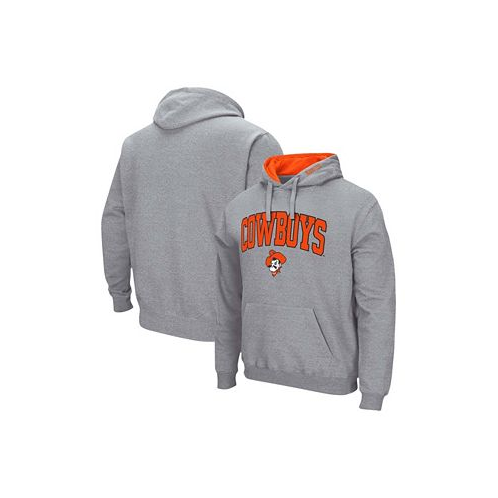 Colosseum Mens Heathered Gray Oklahoma State Cowboys Arch Logo 3.0 Pullover Hoodie