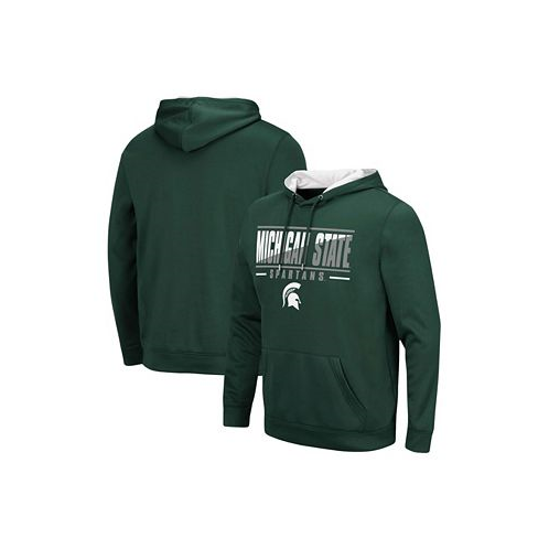 Colosseum Mens Green Michigan State Spartans Slash Stack 2.0 Pullover Hoodie