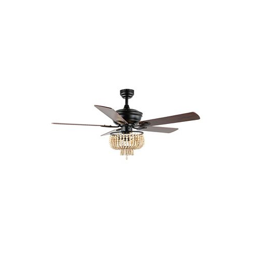 Jonathan Y Opal 3-Light Farmhouse Rustic Wood Bead Shade LED Ceiling Fan with Remote