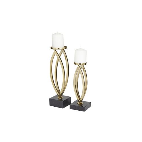Rosemary Lane Stainless Steel Candle Holder Set of 2