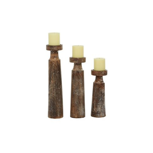 Rosemary Lane Mango Wood Natural Candle Holder Set of 3