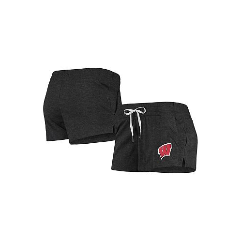 Under Armour Womens Heathered Black Wisconsin Badgers Performance Cotton Shorts